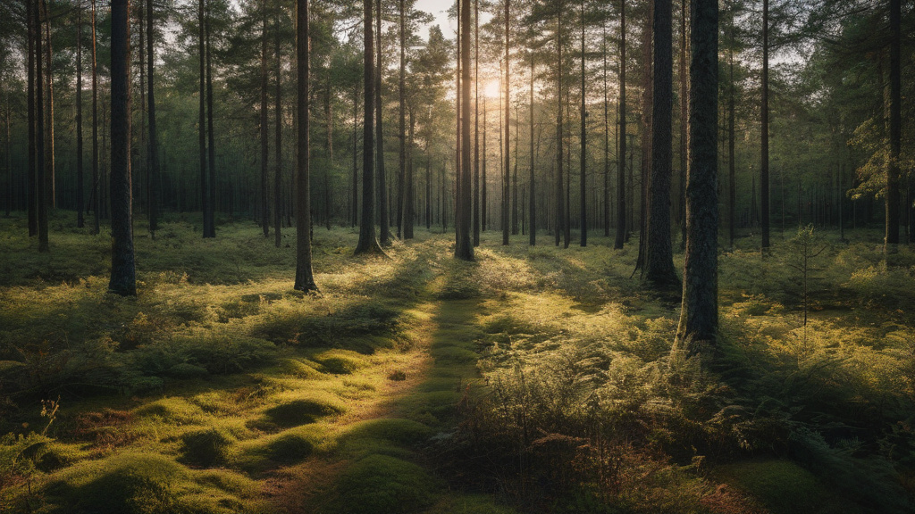 En stilla skogsstig i gryning — bilden representerar balans, eftertanke och vikten av ansvarsfullt spel.